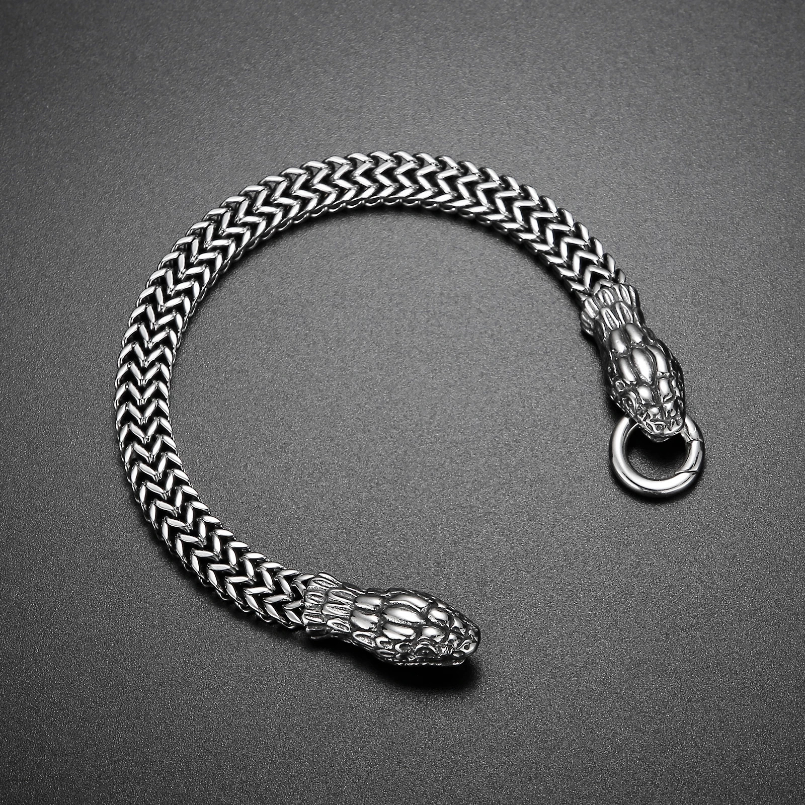 10mm Punk Rock Goth Gold Color Bike Snake Bracelet Men Women Exaggerated HipHop Vintage Charm Biker Mesh Chain Bangle Jewelry 250220
