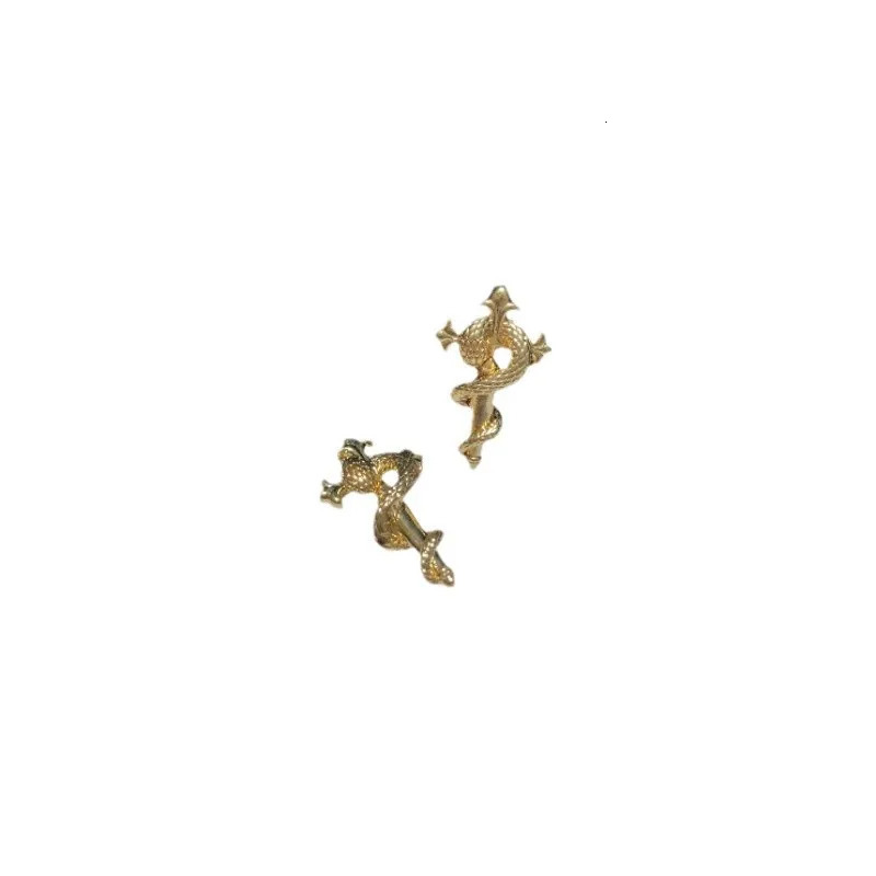 Real 18K Gold Cross Scepter Spirit Snake Pendant for Woman AU750 Pendant Necklace Fine Jewelry High-quality Banquet Gift 250220