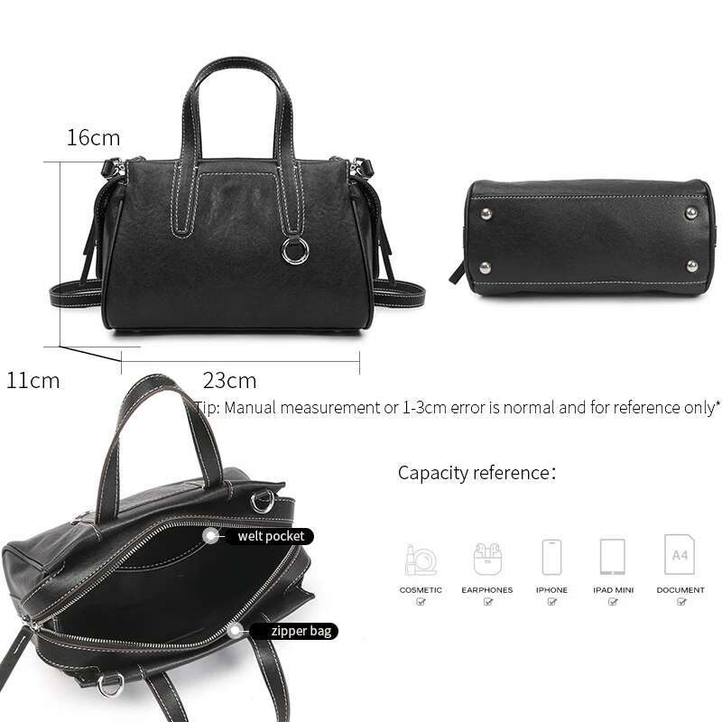 Women's Cowhide Genuine Leather Bag Female Crossbody Designer Shoulder Bags Ladies Casual Commute Soft Handbag For Lady