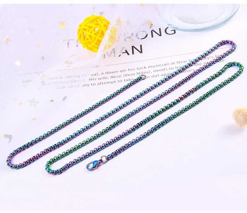 Rope Chain Box Necklace Stainl Steel Chains Link Necklaces Pendant DIY Jewelry Never Rub Off 2MM 2.5MM 3MM 4MM USENSETXJ250219