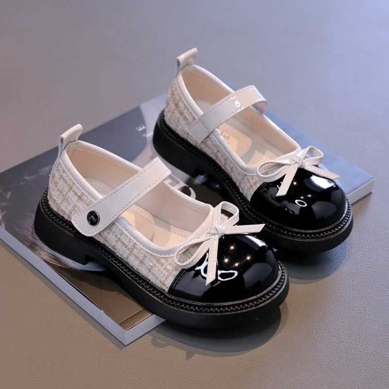 Spring and autumn childrens leather boots bow version for girls fashion Mary Jane shoes waist patch childrens princess shoes X250220