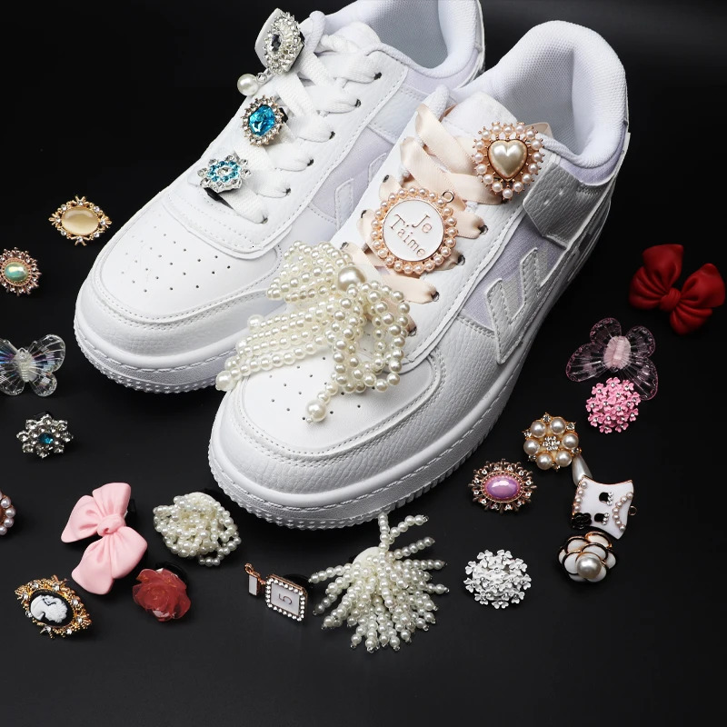 Shoelaces Clips Buckle Decorations Shoe Charms Rhinestones Pearl Gem Girl Gift for Sneakers Casual Fashion Shoes Accessory 1PCS 250219