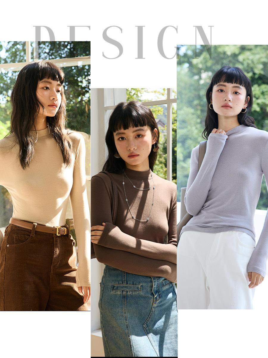 New semi-turtleneck bottoming shirt women's autumn and winter new wool warm knitted sweater high-end long-sleeved top