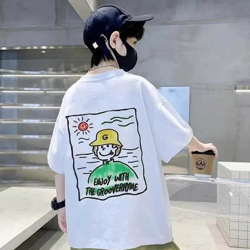 T-shirts Childrens Clothing Boys Short Sleeve T-Shirt Summer Childrens Top Big Boys Summer Cotton Summer Trend Short Sleeve H250220