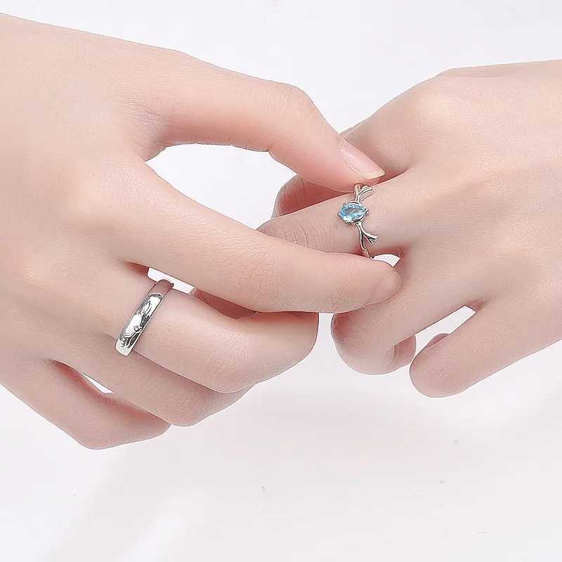 Crystal Elk Antlers Adjustable Rings Deer Horn Zircon rs Couples Rings For Wen Men Engagement Wedding Jewelry Gifts X250220