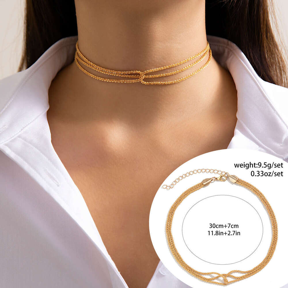 Sparkg Naked Multi layered Neck with Cold and Simple Wind, Wrapped Chain Necklace for Women