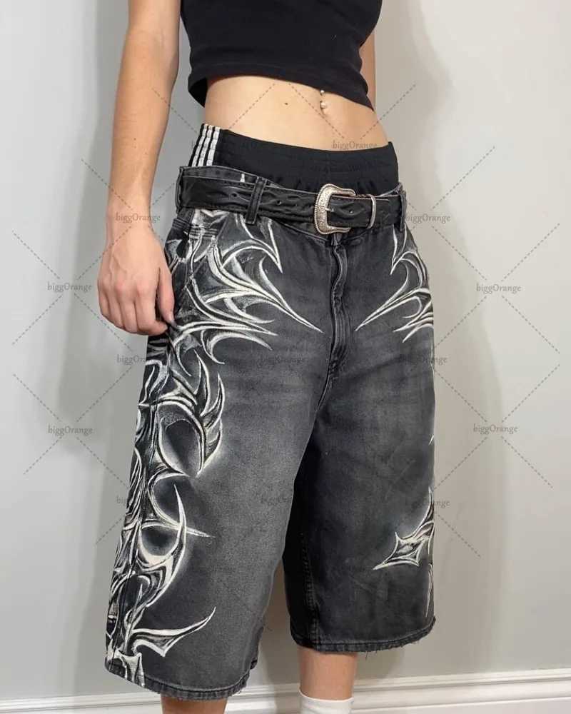 Street Hip-hop Classic Personalized Printed Straight Loose Fashion Jeans Men Retro Harajuku Y2K Casual All-match Shorts Women X250220