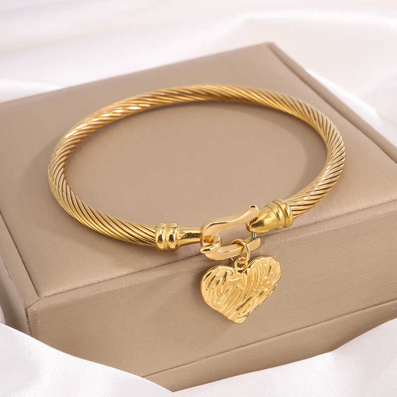 Charm Bracelets Titanium steel bracelet for girls high-end fashionable versatile personalized new style colorfast horseshoe buckle accessory H25220 2 