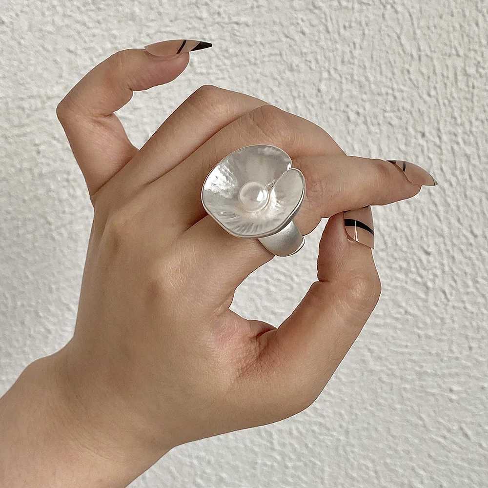 ALL Minimalist Geetric Chunky Silver Color Rings for Wen Men Trend Matte Adjustable Elastic Rope Finger Ring Jewelry Gift X250220