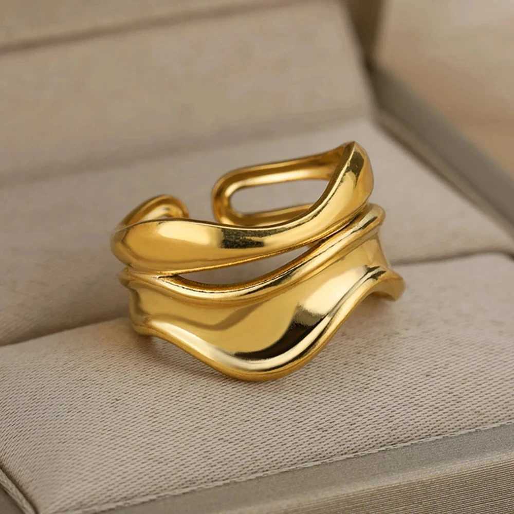 Gold Color Stainless Steel Tree Layer Rings for Wen Hollow out Open Finger Ring Fashion Wedding Party Jewelry Gift 2024 New X250220