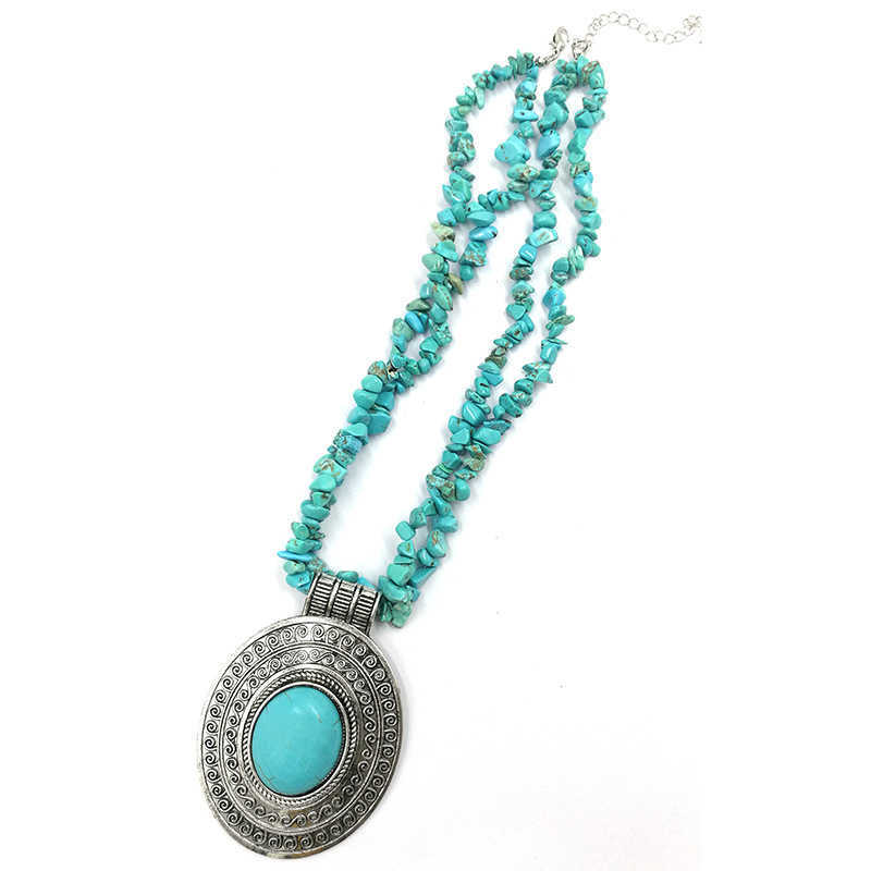Pendant Necklaces Classic Jewelry Turquoise Stone Necklace ancient silver necklace 2 colors H25219