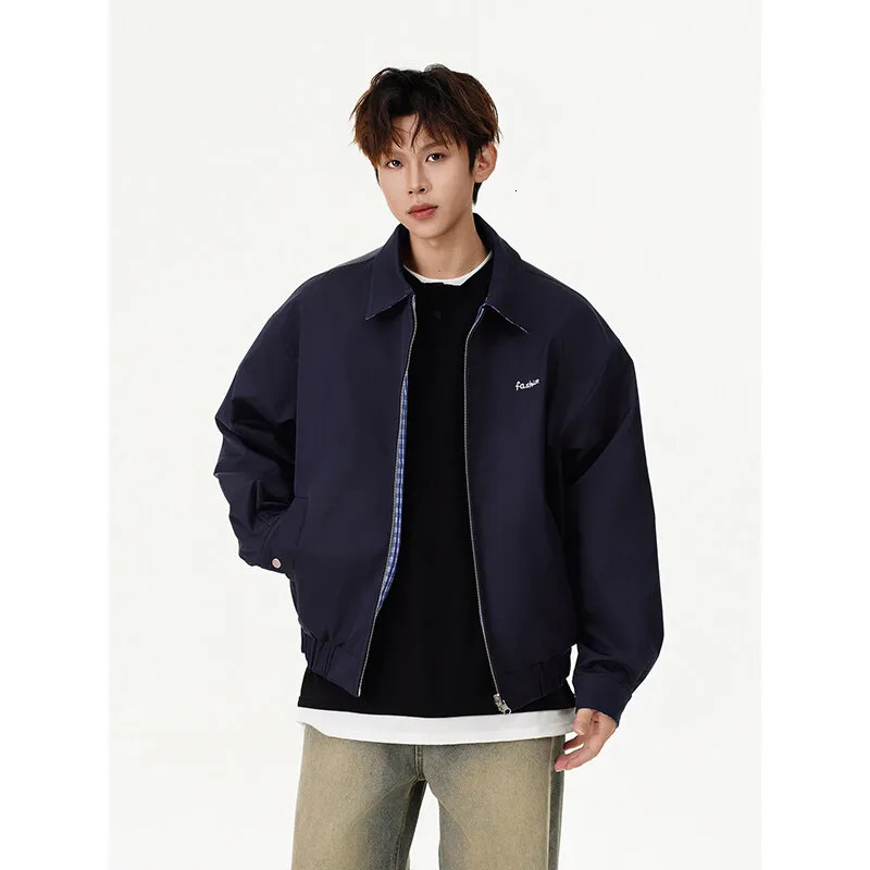 Double Sided Wearable Bomber Jacket Men Streetwear Fashion Loose Causal Vintage Plaid Varsity Jacket Unisex Coat Outerwear 250219