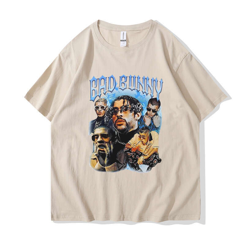 200g fabric cotton T European size new Bad bunny fashion hip-hop T-shirt print