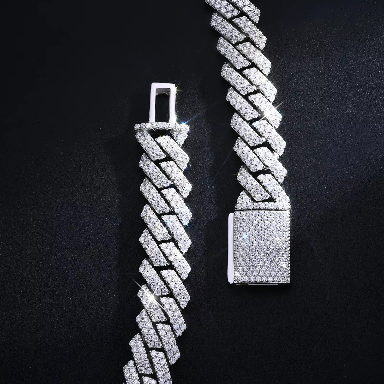 Hot Style Custom Sterg Sier Jewelry 15mm Iced Out Bg Cuban k Chain Moissanite