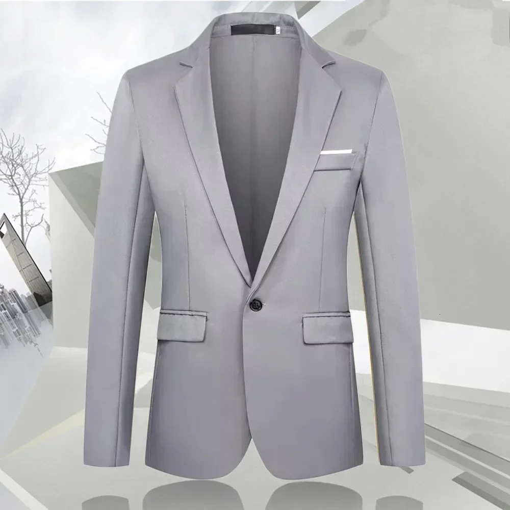 Autumn Fashion Slim Fit Mens Suit Long Sleeve Solid Color Lapel Outwear Anti-wrinkle Casual Business Suit Versatile Male Suit 250220