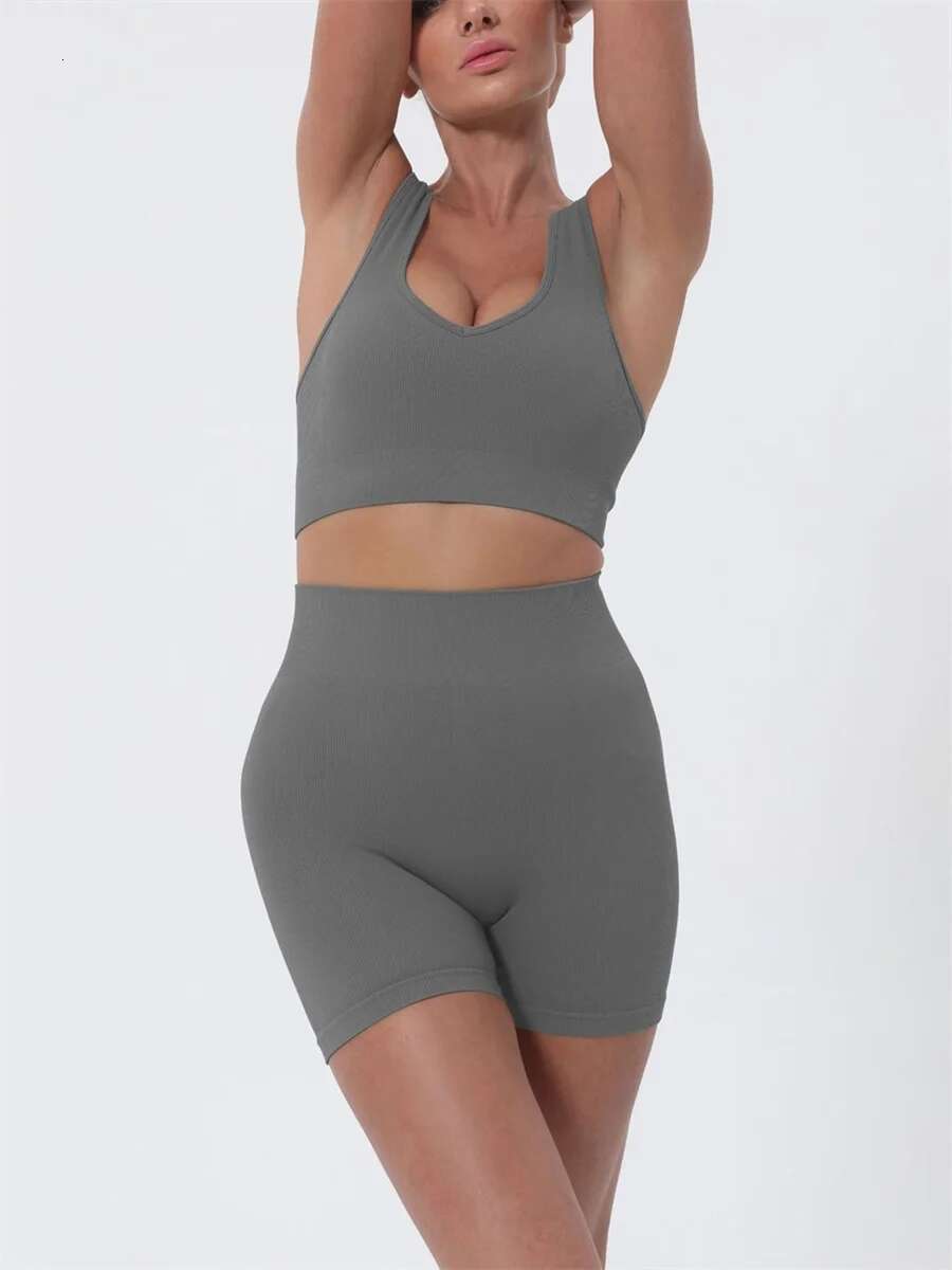 Women S Summer 2 Piece Outfits Sleeveless Crop Tops High Waisted Shorts Set Casual Activewear Beachwear