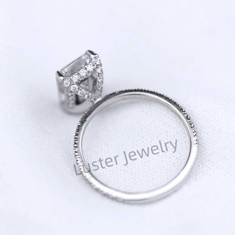 Luster Jewelry Women 10/14k Engagement Diamond baguette Moissanite Ring Real Gold Jewelry 18k With Certificate