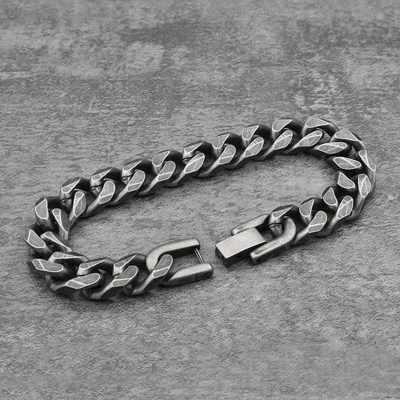 Punk Vintage Stainl Steel Rock Bangle Bracelet Cuban Chain Fashion Jewelry Hip Hop R Women Men Unisex Gift PartyXJ250219