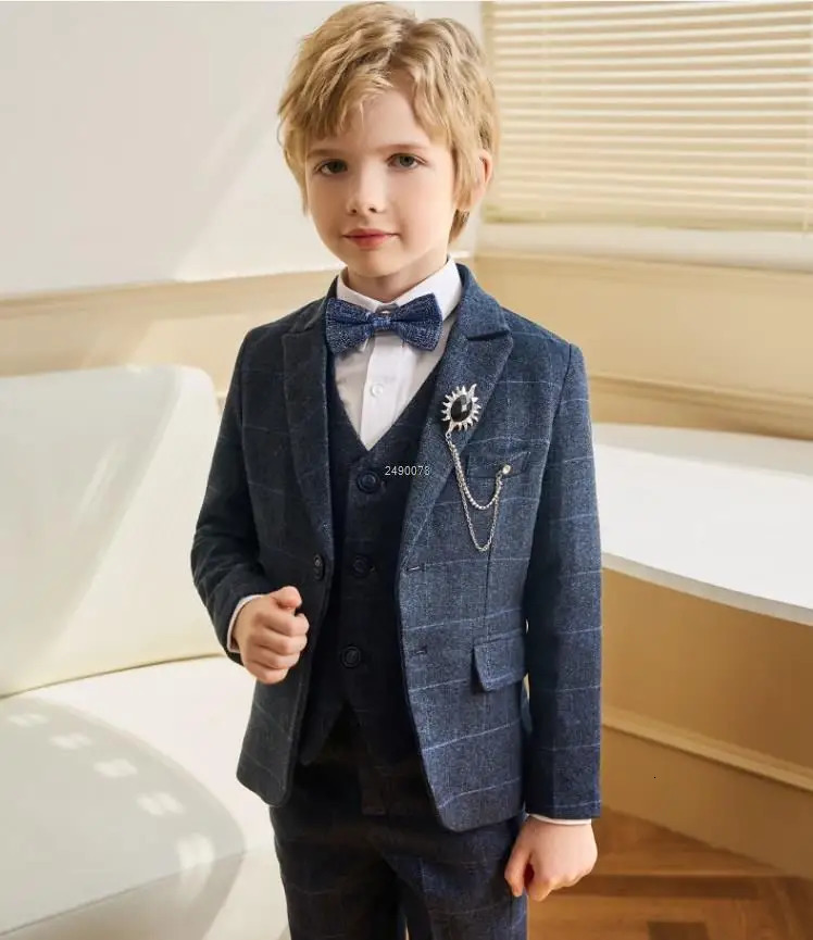 Flower Boys Wedding Suit Kids Formal Birthday Party Tuxedo Set Children Pograph Dress Child Performance Dance Show Costume 250219
