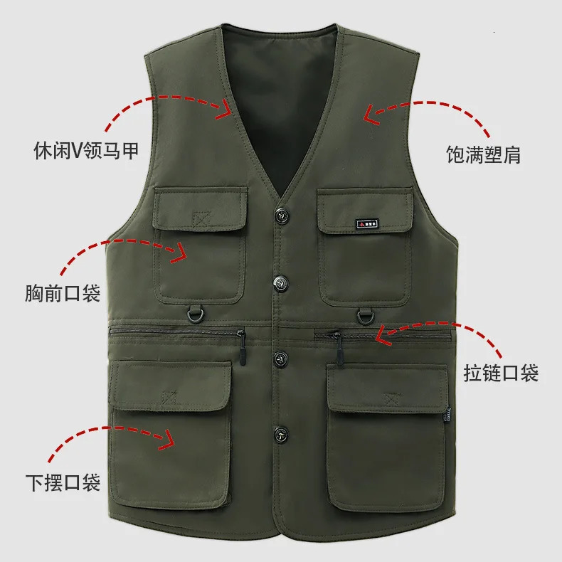 Fishing Vest Unloading Tactical Outdoor Vests Man Pographer Waistcoat Mesh Work Sleeveless Jacket Multi-pocket Vest Coats 250219
