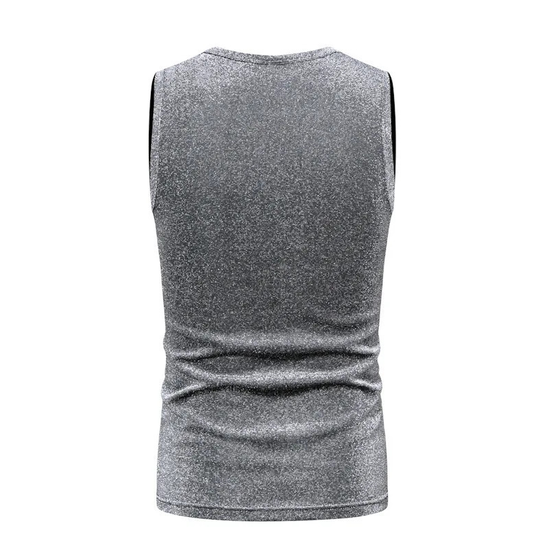Wxw4124 summer sleeveless shiny Sihny vest mens gold silver purple street clothing hip-hop vest mens round neck T-shirt mens 250219