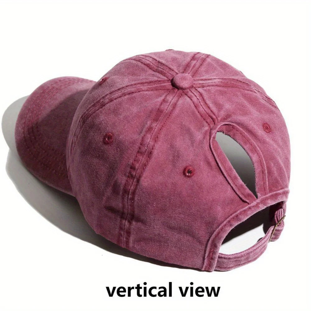 Simple Washed Hole Crossing High Ponytail Hat For Women Versatile Baseball Cap Soft Top Baseball Cap 250214