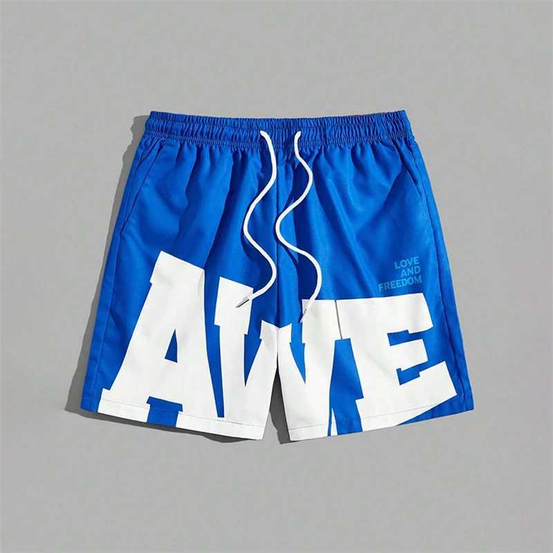 Simple AWE Letters Mens Short Pants Fashion Trend Streetwear 3D Printed Beach Shorts Loose Harajuku Cool Hip Hop Board Shorts X250220