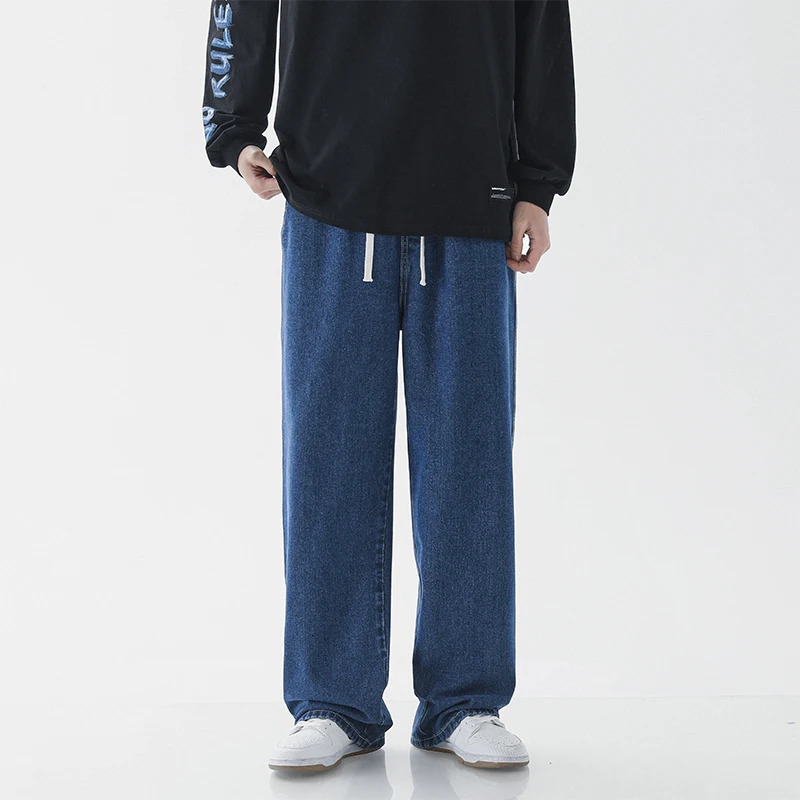 Baggy Jeans Mens Streetwear Harajuku Fashion Casual Wideleg Trousers Japanese Simple Male Denim Pants 250219