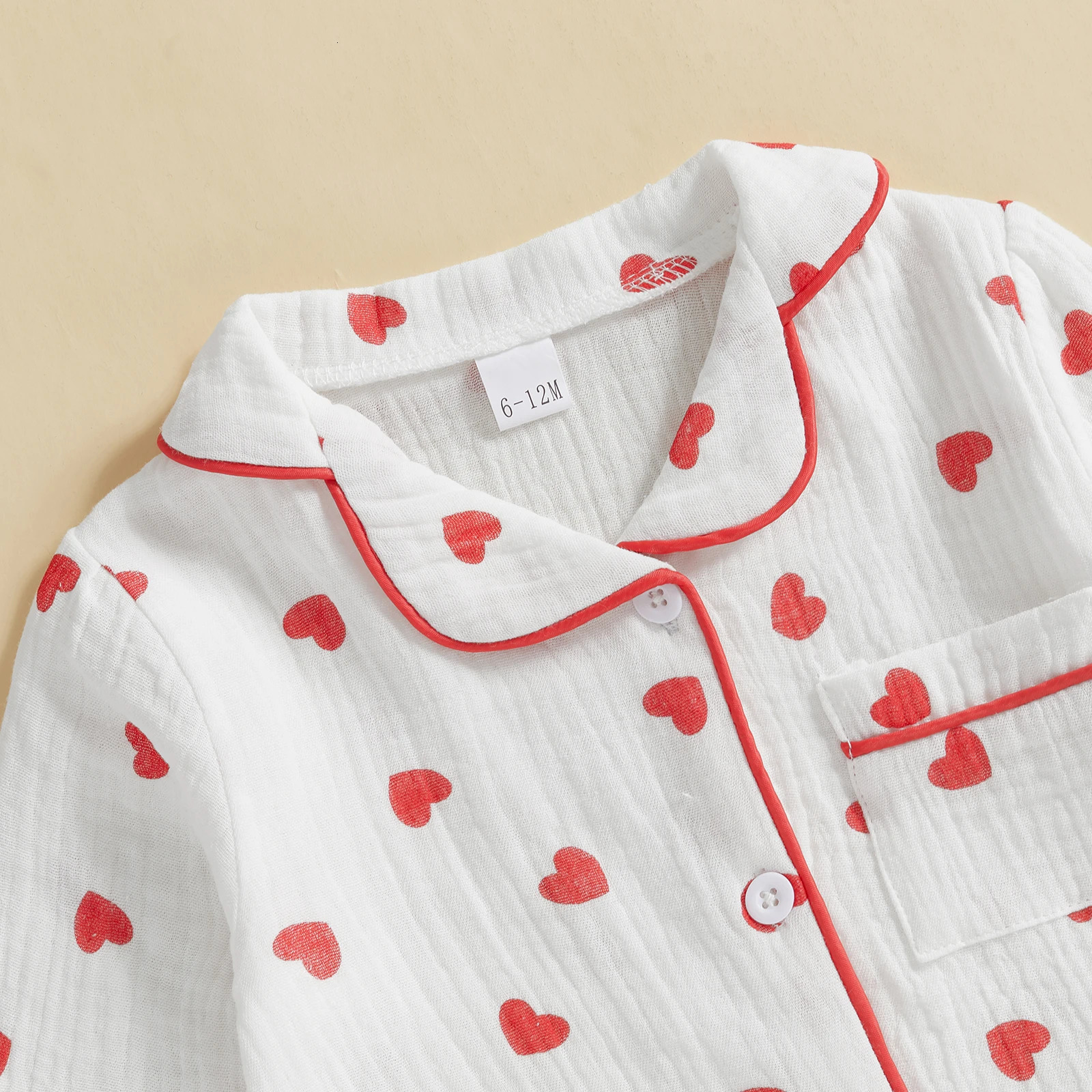 MISOWMNJOY Soft Cotton Kids Girls Boys Pajama Sets Valentines Day Children Sleepwear Heart Long Sleeves Shirt Pants Loungewear 250219