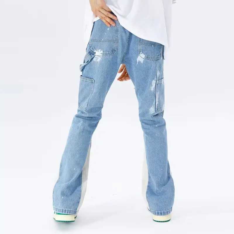 2023 Cyber Y2K Fashion Washed Blue Baggy Flared Jeans Pants For Men Clothing Straight Hip Hop Women Denim Trousers Mens Clothing X250220