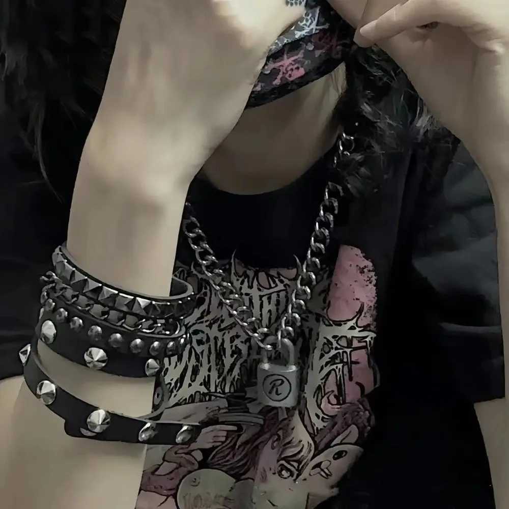 New 3PCS/Set Black Goth Emo Boho Bracelets For Men Women Punk Gothic Spike Rivets PU Leather Bracelet Bangles Party Jewelry GiftXJ250219