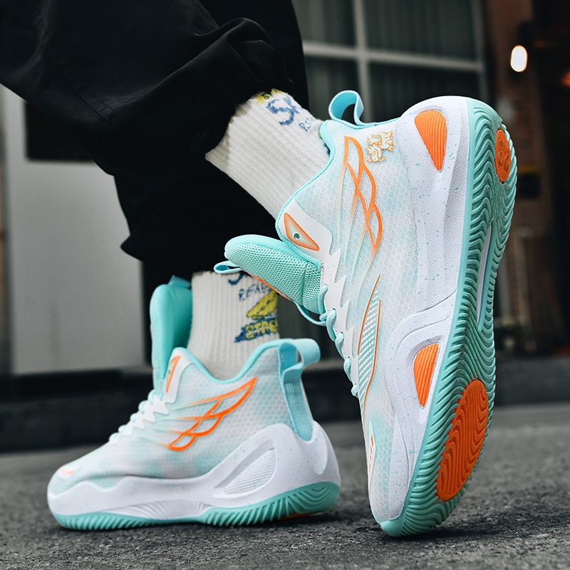 High top netted basketball Men's boots Concrete hot or youth Actual combat training shoes Children's sneakers 35-45