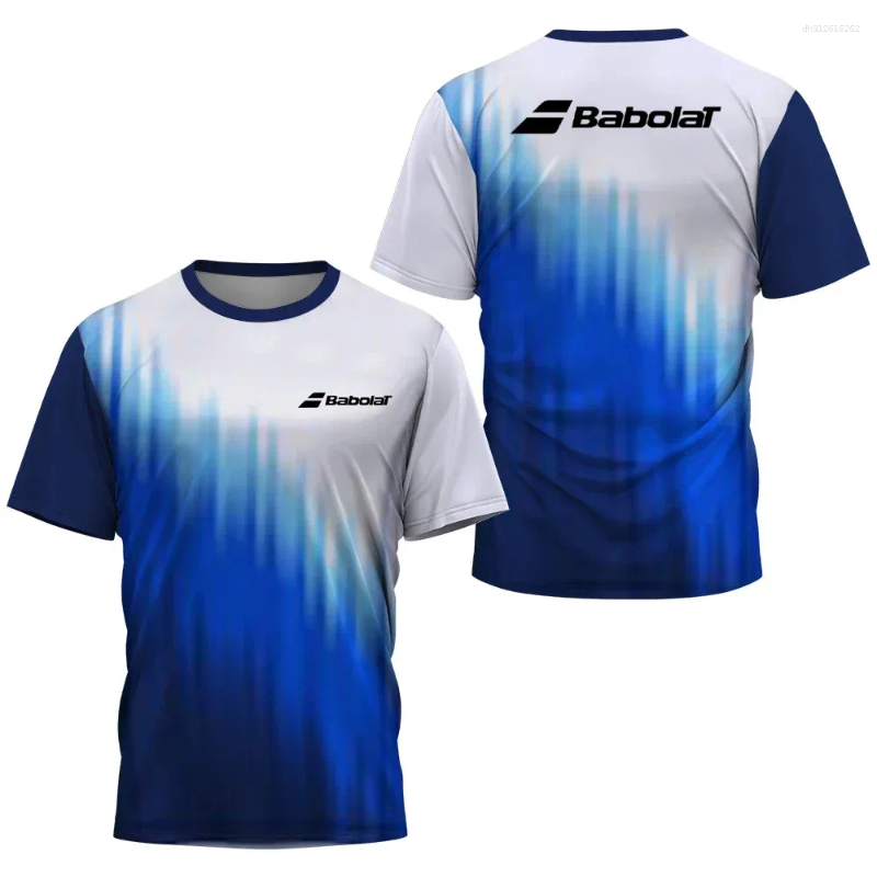 Men's T Shirts T-shirt Gradient Stripe Print Shirt For Men Badminton Table Tennis Training Clothing Tops Casual O-neck Sports T-Shirts