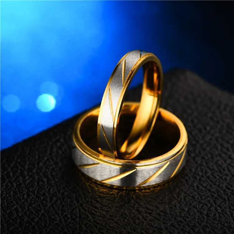 UAGE Titanium Steel Couple Rings Gold Wave Pattern Wedding Infinity Ring Men and Wen Engagement Jewelry Gifts X250220