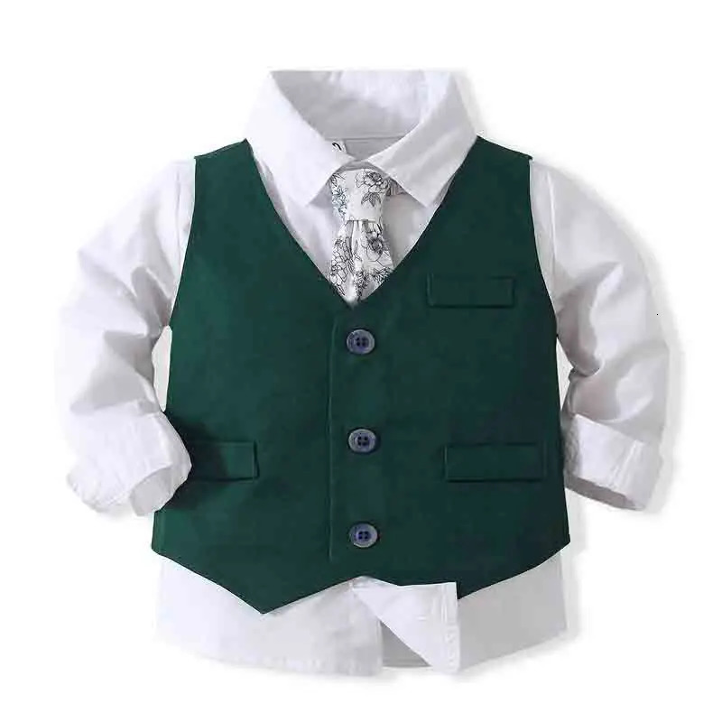 Formal Kids Boy Gentleman Clothes Set Long Sleeve Shirt Waistcoat Trousers Boys Outfits Wedding Birthday Party Dress Suits 250219