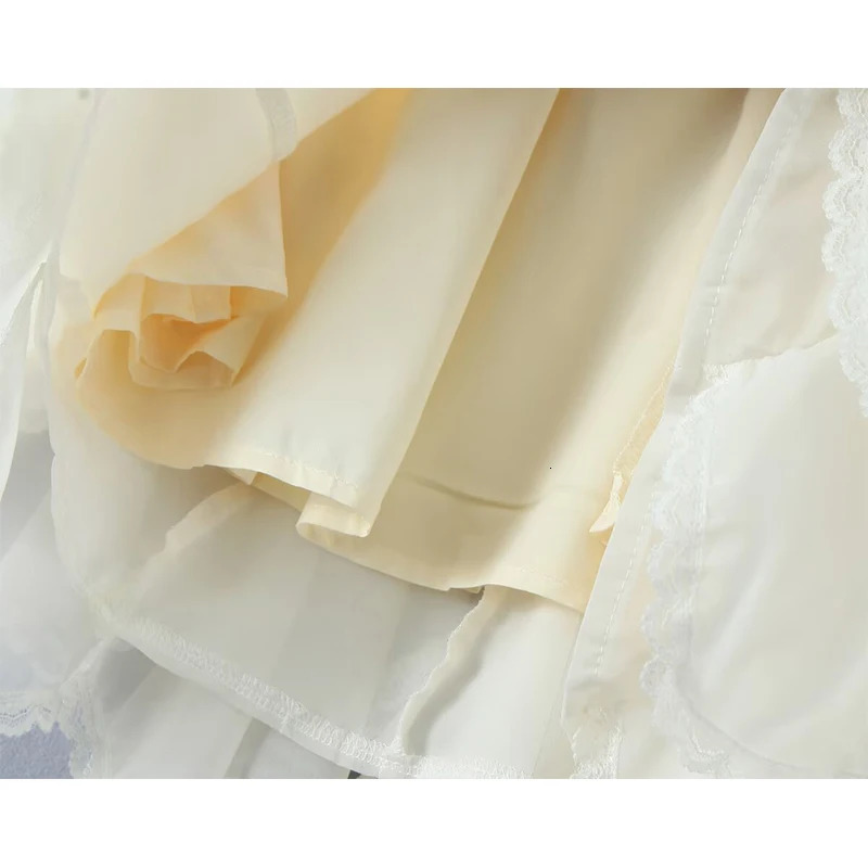 2025 Women Lace Trim Layered Fairy Aline Skirt For Beach Party Club Streetwear Elastic High Waist Summer Skirts 250220