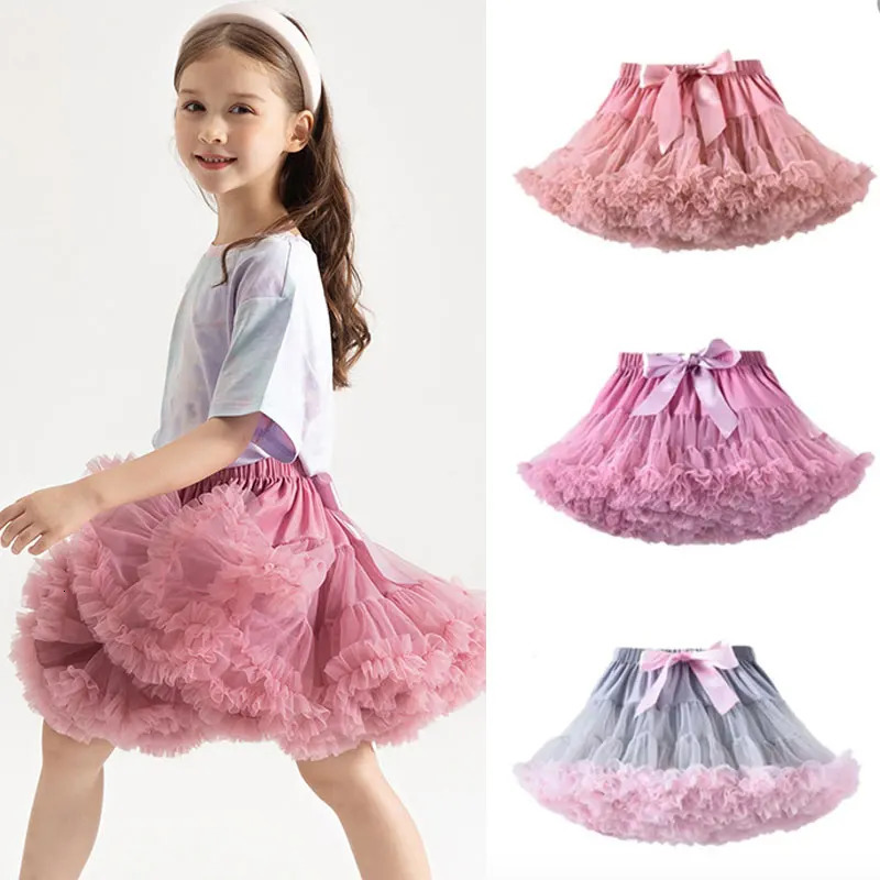 Baby Girls Tulle Tutu Skirt Ballerina Pettiskirt Fluffy Children Ballet Skirts For Party Dance Princess Girl Tulle Clothes 1-16Y 250220