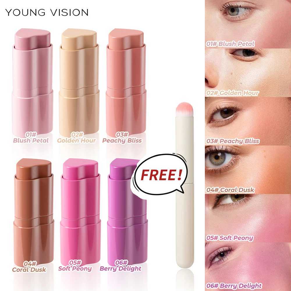 VISION 6-Color Matte Heart B Contour Stick Face Sculpting Mousse B and Lipstick 3-in-1 gift 1pcs makeup brushW250220