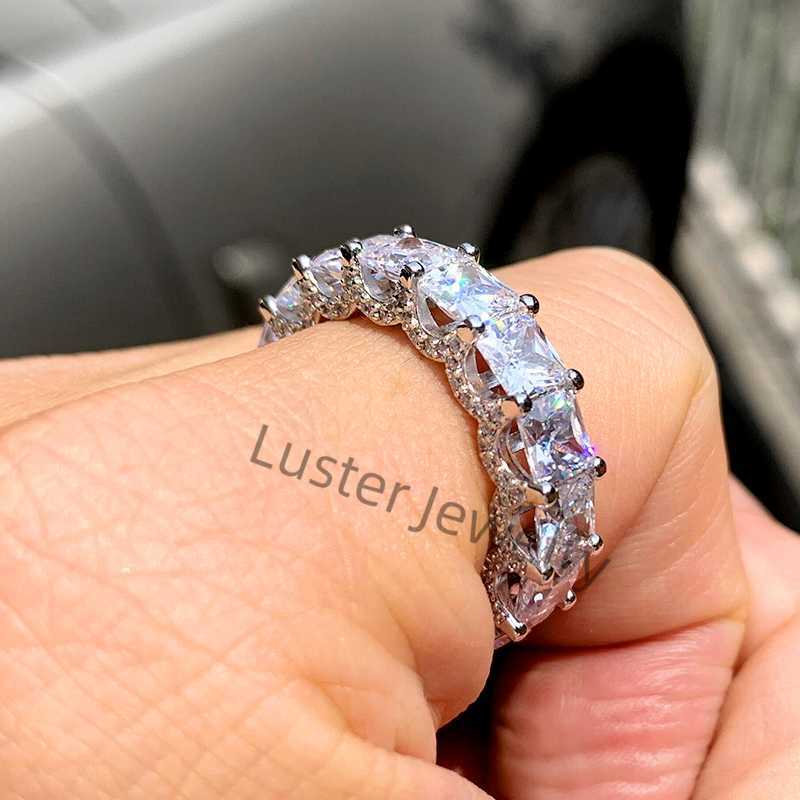 Luster Jewellery D White Engagement 925 Sterling Silver Eternity Men Ring Moissanite Diamond