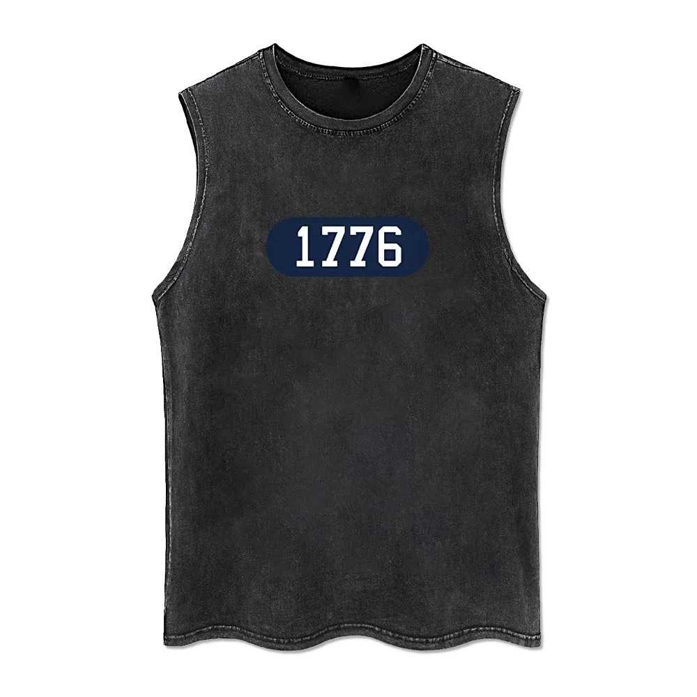 Skeleton bone sleeveless top washed retro vest animal retro vest top summer black T-shirt 250219