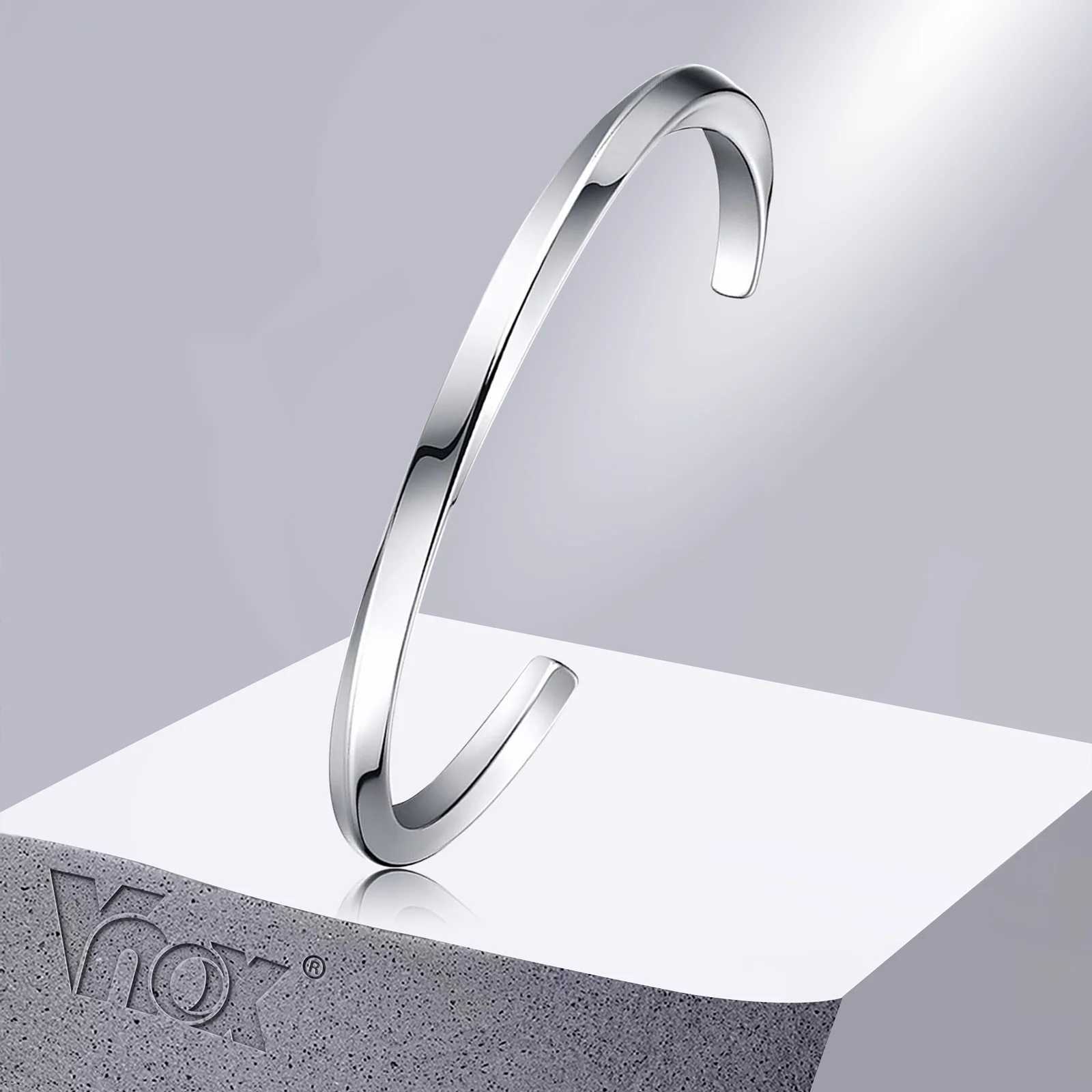 Vnox Vintage Stainl Steel Bangle for Men Women Mobius Twisted Cuff Bracelet Unisex Casual Pulseira Gents JewelryXJ250219