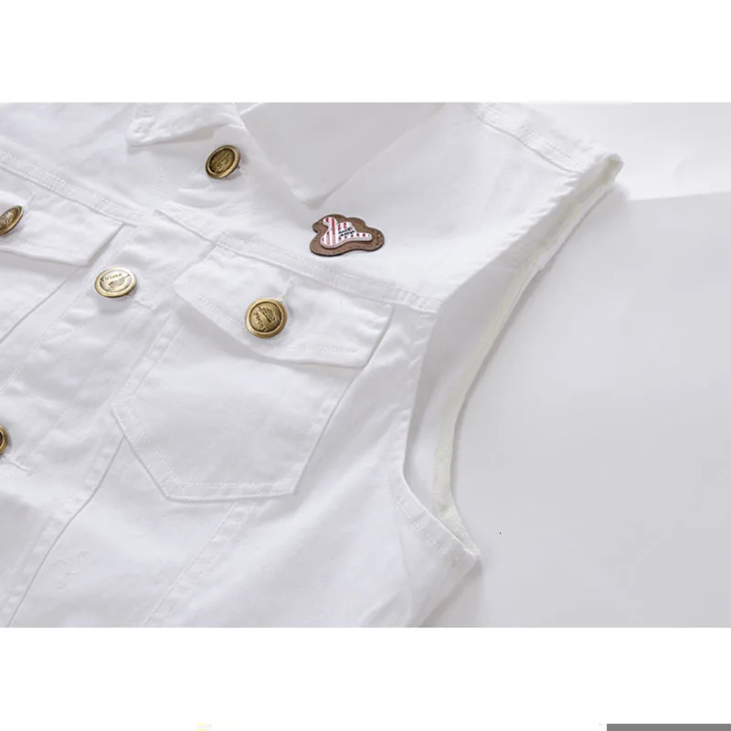 Mens Denim Vest White Casual Sleeveless Jacket Oversized 4XL Streetwear Retro Hole Washed Cowboy Vest Men Clothing A2F806 250219