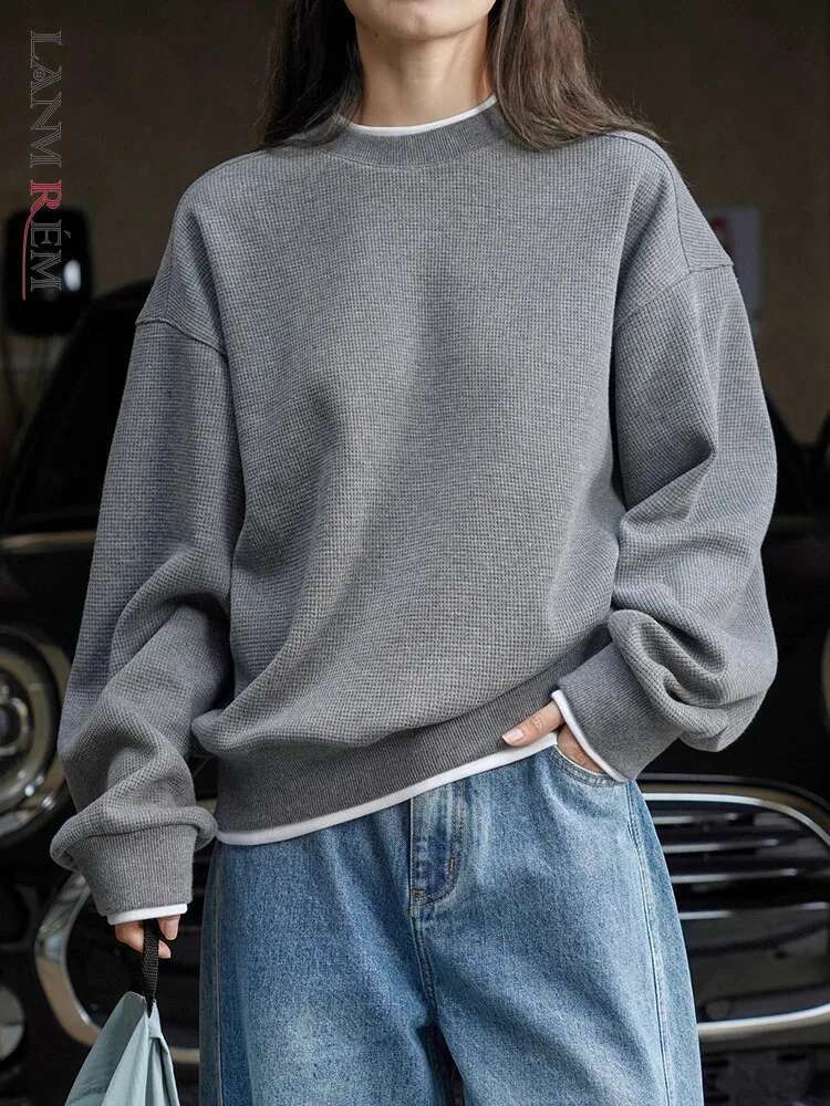 Fashion Casual Loose Pullover Sweatshirt For Women Round Neck Long Sleeve Korean Style Tops 2025 Autumn New 26D8726