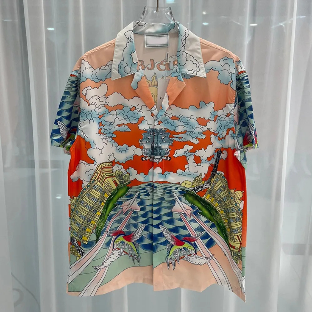 2024 Summer Trend Fashion Youth Casual Travel Shopping Digital Printed Mens ShortSleeved Shirt 250220