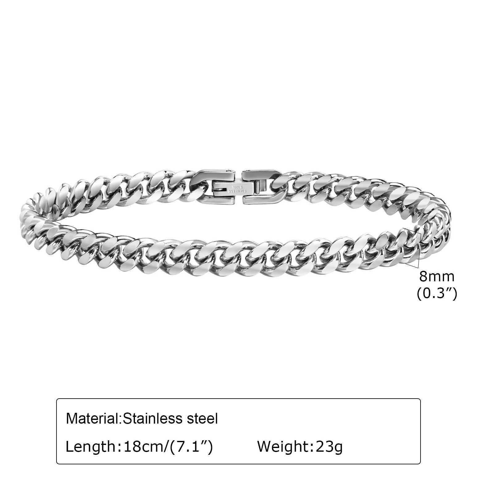 Vnox 6/8/10/12mm Cuban Chain Bracelets for Men Women Solid Stainl Steel Cu Link Chain Wristband JewelryXJ250219