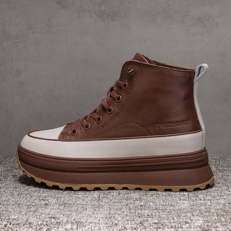 Genuine Leather Martin Women S Platform Shoes New Style Versatile Slimming Short Boots