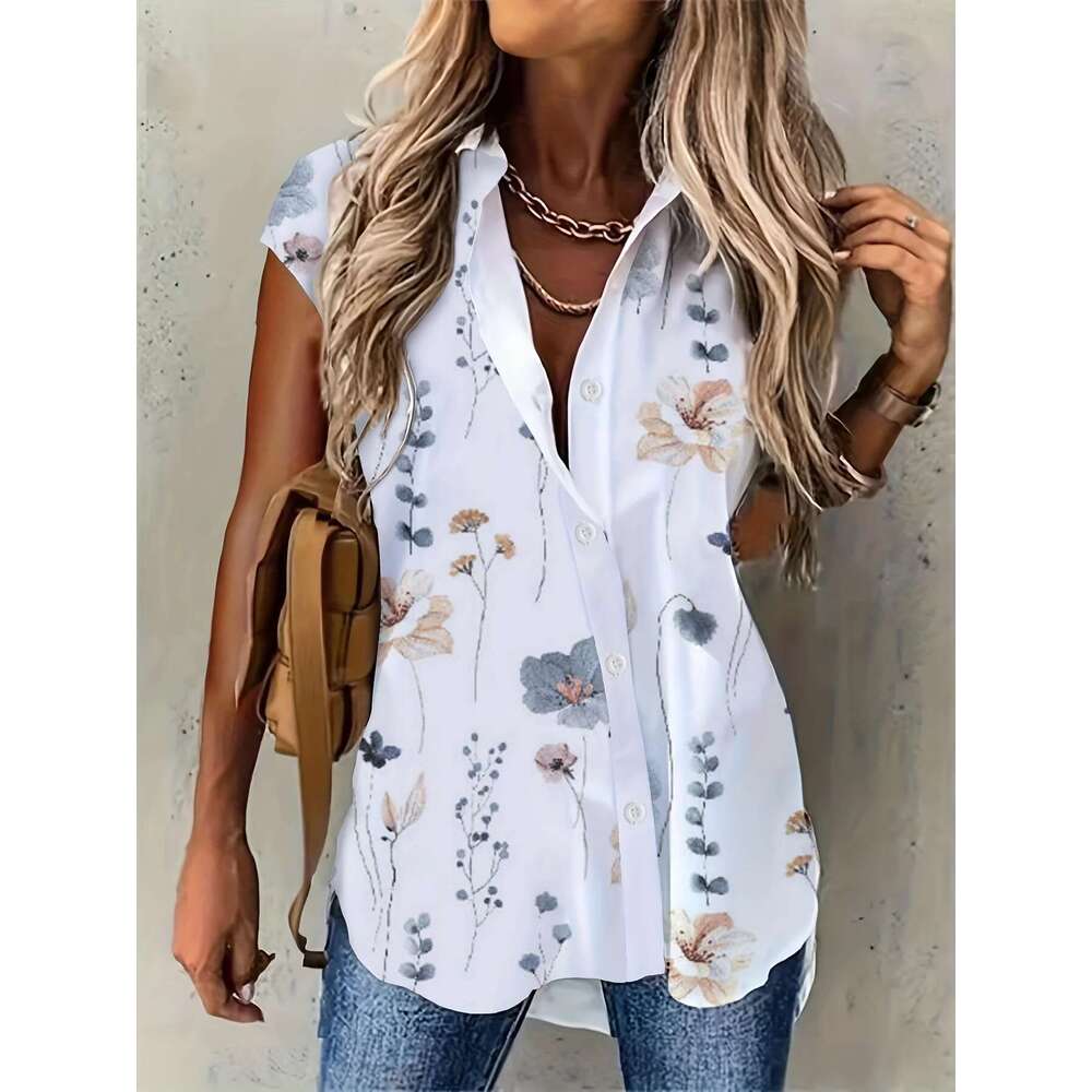 Temperament Loose Fashion Casual Blouse Elegant Short Sleeve Woman Shirt Holiday Weekend Top