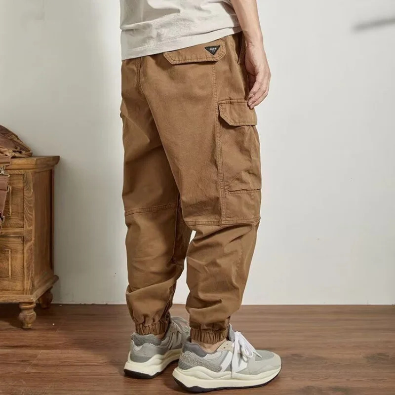 Mens Clothing Trend American Vintage Streetwear Baggy Cargo Harem Pants Y2K Casual Solid Loose Pockets Trousers Mens Pants 250220