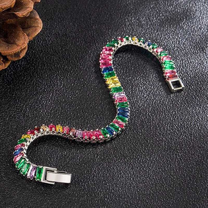 Hot sales 925 Sterling Silver Bracelet Noble Color Crystal Hand For Women Charm Wedding designer Jewelry Gift Party 18cmXJ250219