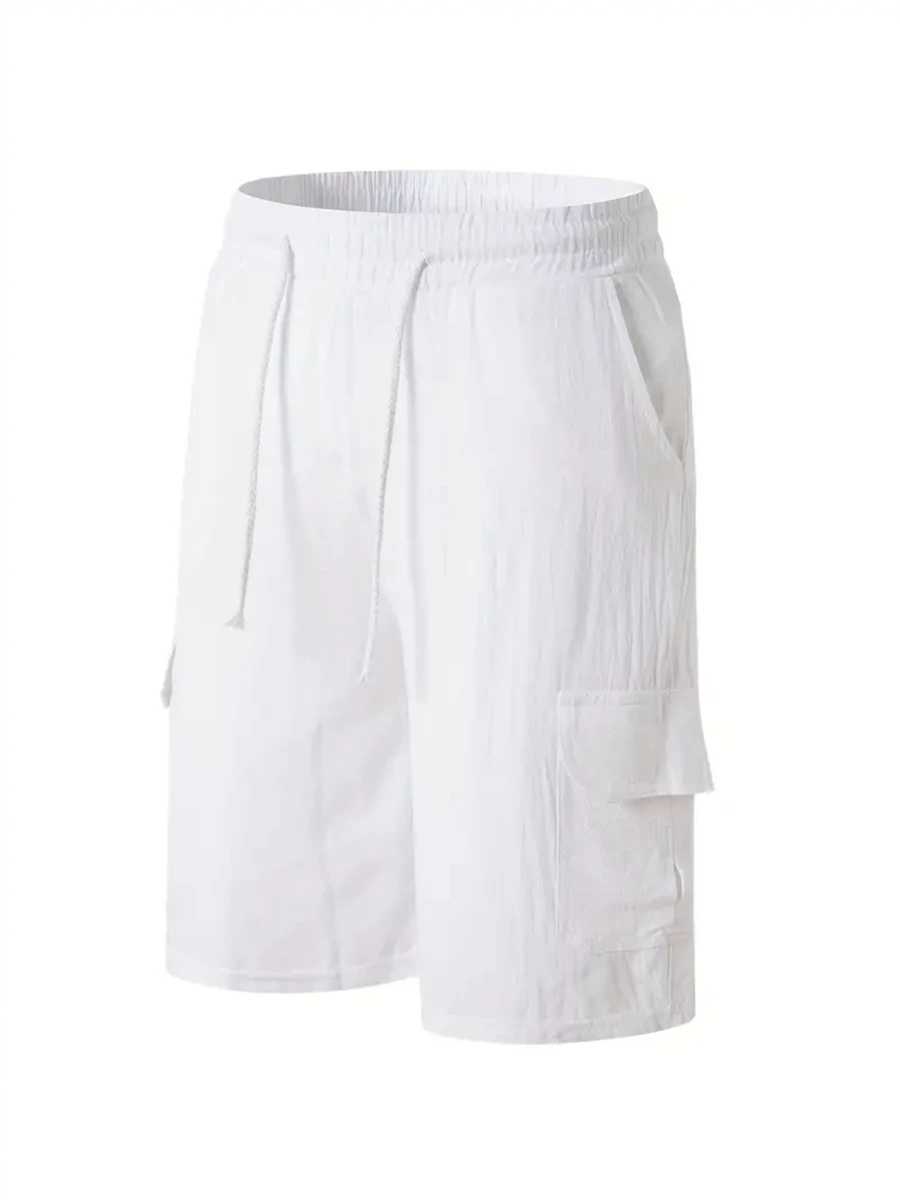 Tiki Hawaii Vacation Casual Loose Drawstring High-end Linen Stiff Mens Beach Shorts For Beach Sports Activities X250220